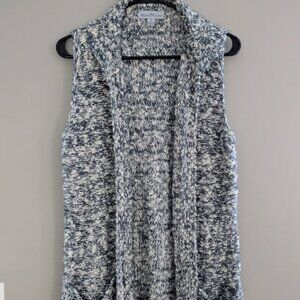 WindiRiver Womens Long Sleeveless Open Front Knit Cardigan with Pockets Small